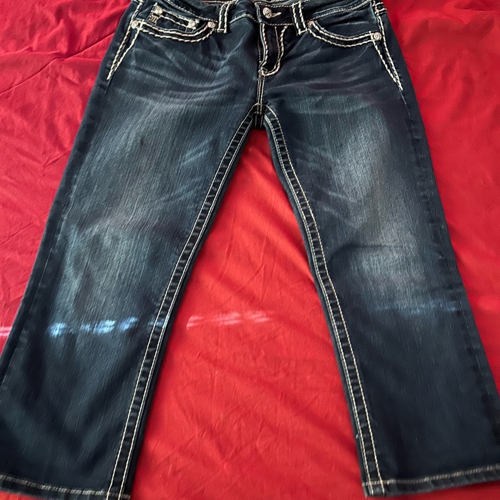 Signature Midnight Blue Wide Leg Jean capri’s.